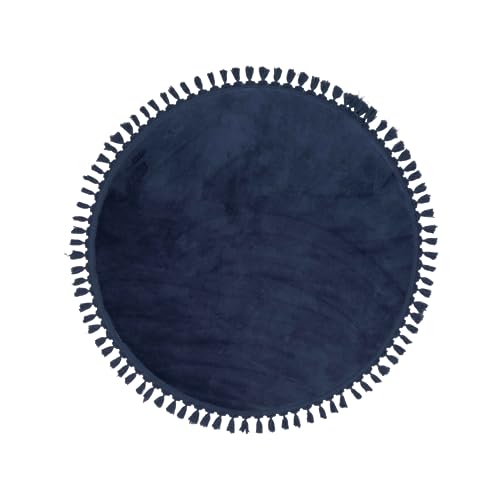 English Home Machine Washable Area Rugs, Bedroom Rug Fluffy, Round Rugs for Bedroom, Living Room, Kitchen Room, Soft and Cozy Fluffy Carpet 120 cm, Navy Blue