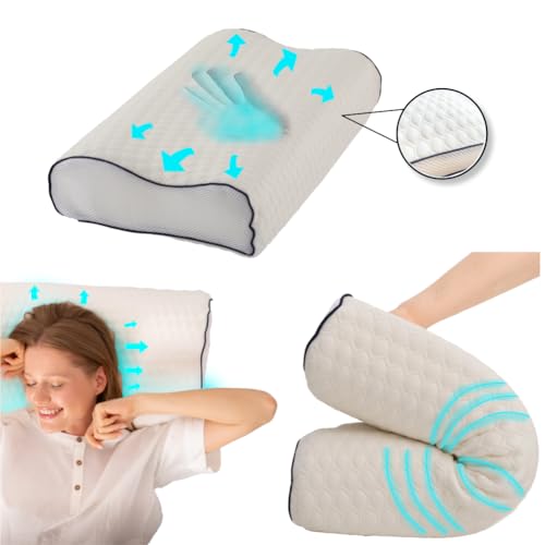 Home Sense Orthopedic Pillow, Cervical Pillow for neck pain, machine washable sleeping pillow for side sleepers, breathable neck pillow 55x35x12/11 cm, white
