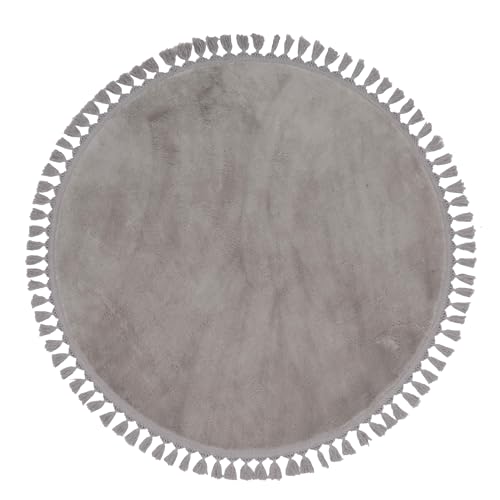 English Home Machine Washable Area Rugs, Bedroom Rug Fluffy, Round Rugs for Bedroom, Living Room, Kitchen Room, Soft and Cozy Fluffy Carpet 120 cm, Gray