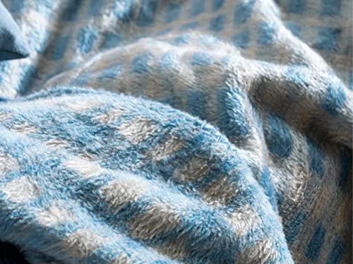 English Home Throw Blanket, Warm Cozy Decorative Thick Fleece Blanket, Reversible Blue Throws for Sofas, Couch, Bed for Christmas 51" 66" inch, 130x170 cm, Argyle