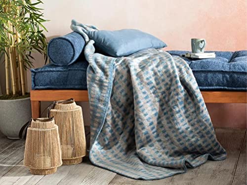 English Home Throw Blanket, Warm Cozy Decorative Thick Fleece Blanket, Reversible Blue Throws for Sofas, Couch, Bed for Christmas 51" 66" inch, 130x170 cm, Argyle