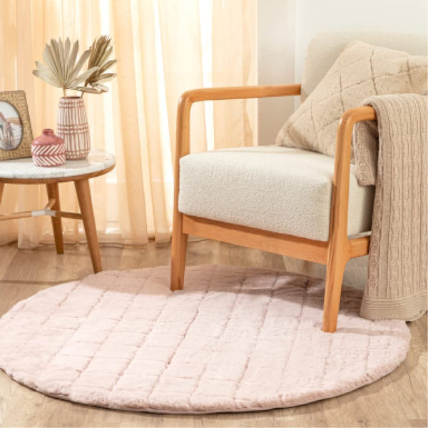 English Home Round High Pile Modern Rug, Fluffy Thickened Area Rugs, Soft Bedroom Rug, Textured Round Rug, Comfy Living Room Rug, Suitable For Any Room Decor or Bedroom Decor, 120 cm, Pink Rug